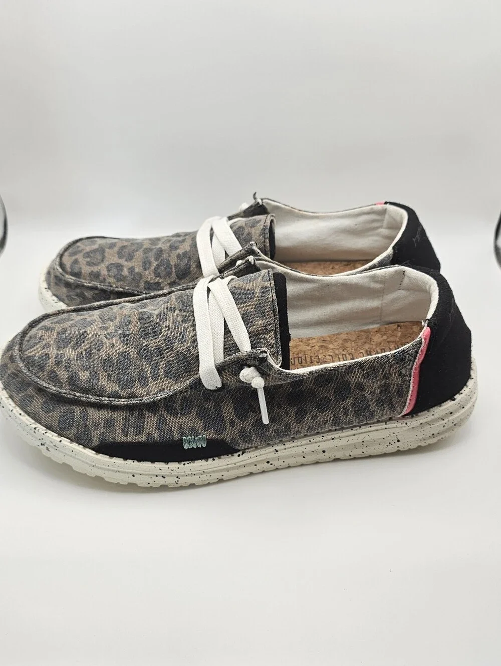Hey Dude Women's Leopard Print Sneakers in Brown and Black